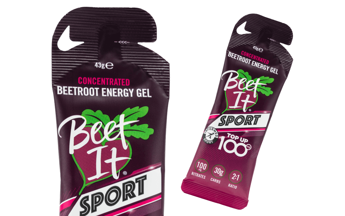 Boost energy on the go with Beet It gels